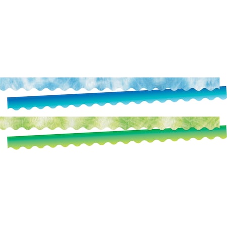 Barker Creek Tie-Dye & Ombr Blue & Lime Double-Sided Scalloped Trim Set of 4, 52/set 4357